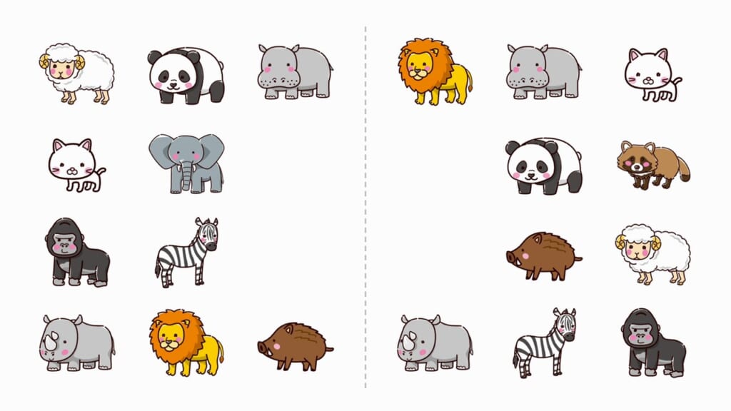 片方だけ探し 第1問 動物
