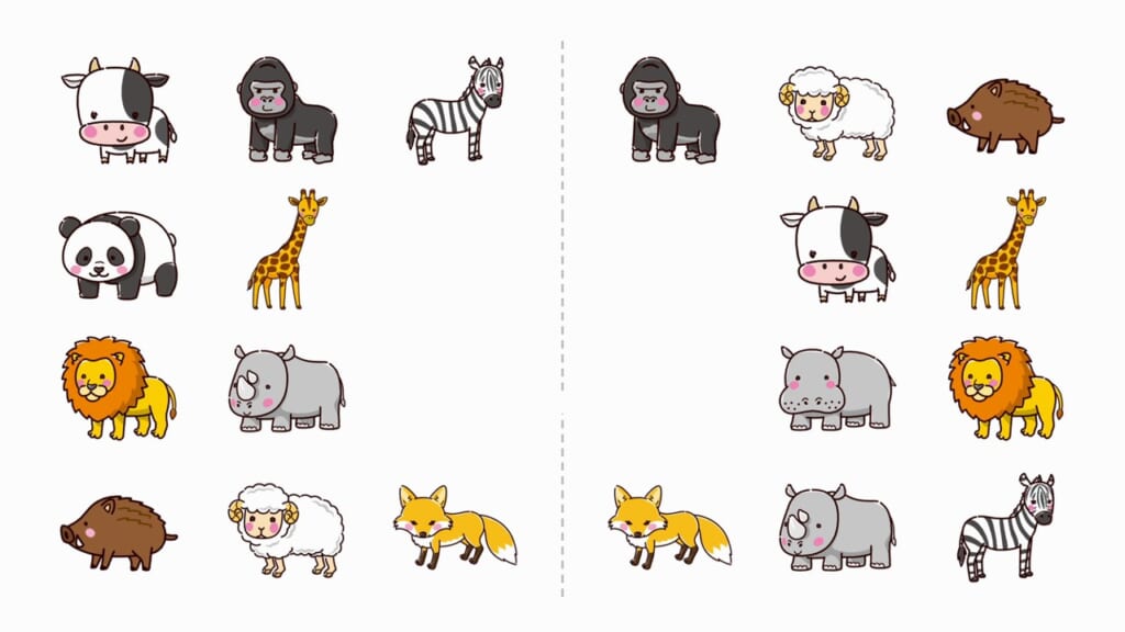片方だけ探し 第1問 動物