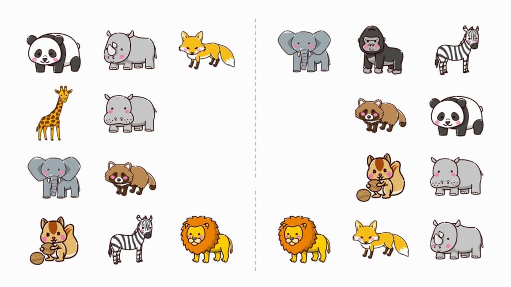 片方だけ探し 第1問 動物